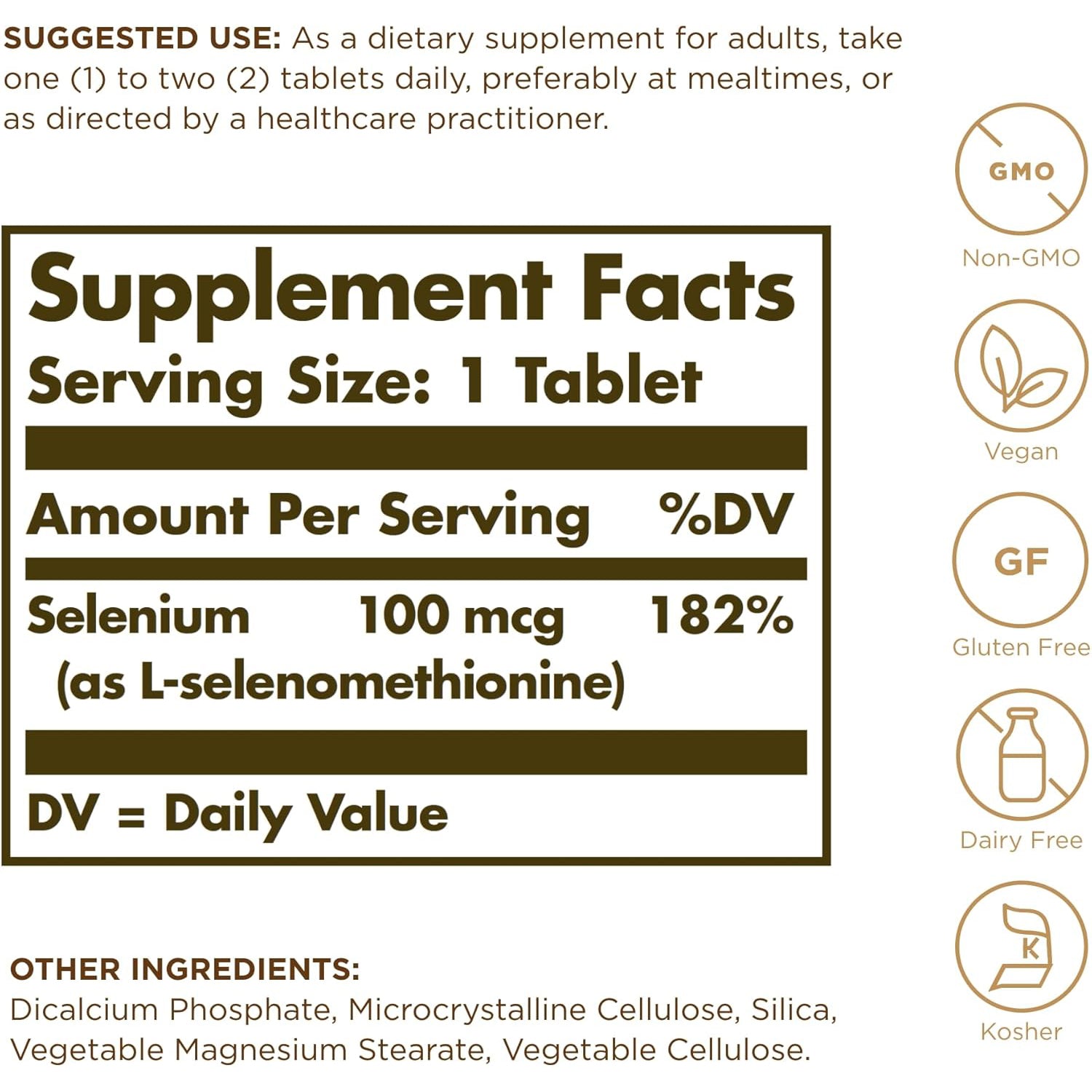Solgar Yeast-Free Selenium 100 mcg - 100 Tablets - Supports Antioxidant & Immune System Health