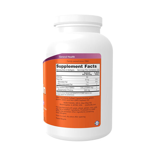 NOW Foods Supplements, Lecithin 1200 mg with naturally occurring Phosphatidyl Choline, 400 Softgels