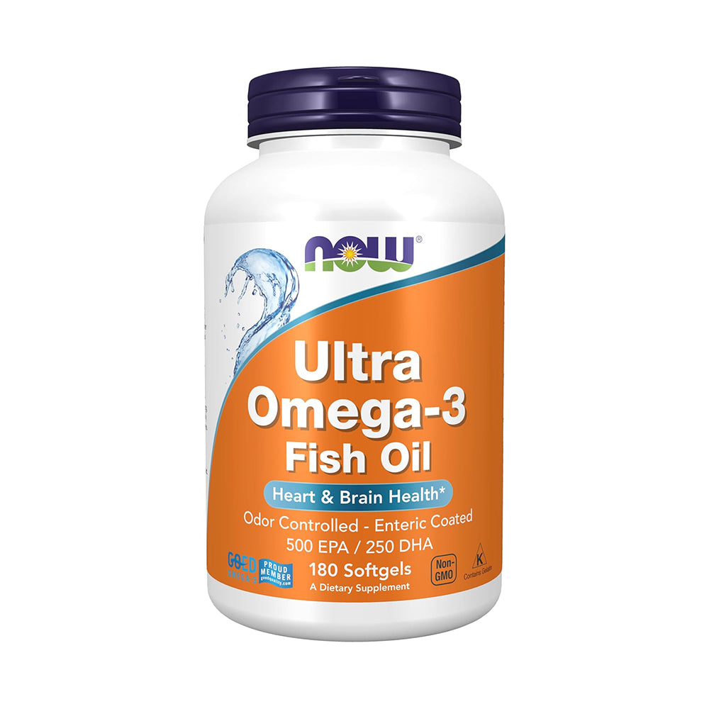 NOW Foods Supplements, Ultra Omega-3 Molecularly Distilled and Enteric Coated, 180 Softgels