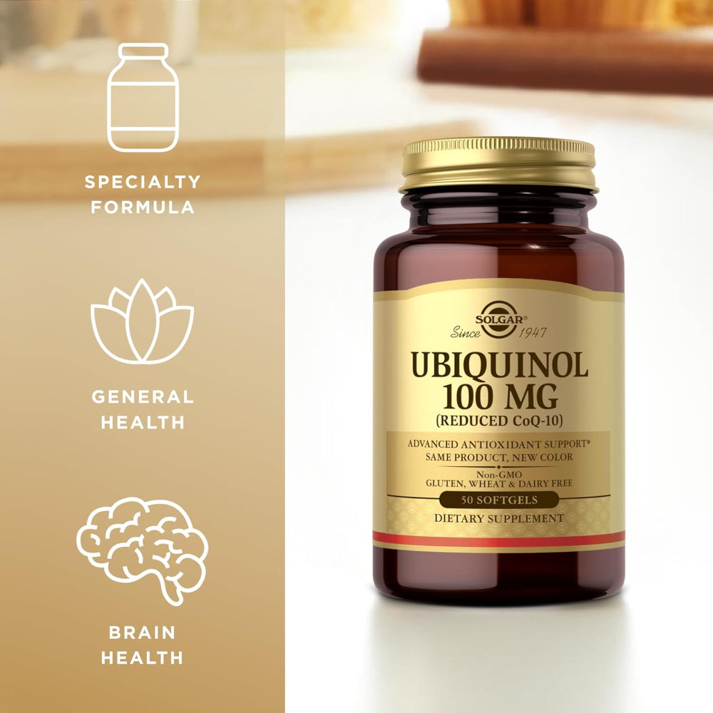 SOLGAR 100 Mg (Reduced Coq-10) Softgels Ubiquinol, 50 CT