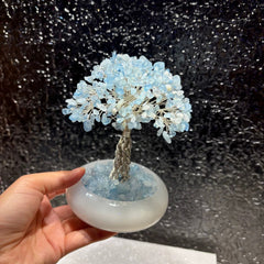 Natural Aquamarine Crystal Tree – Blue Stone Bonsai for Desk Decor & Creative Gift (8/15/18 cm)