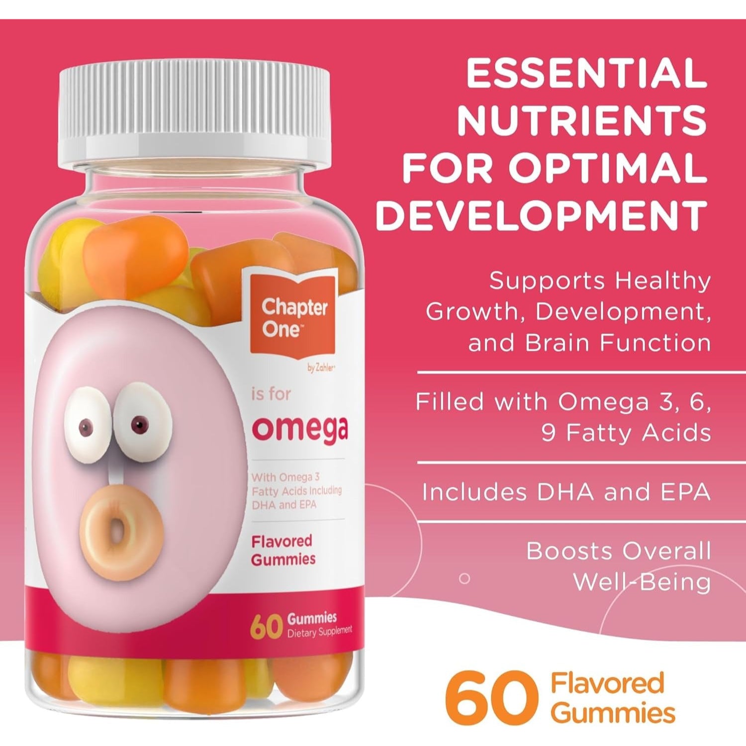 Zahler - Chapter One Omega 3 Gummies for Kids (120 Count) - No Fish Oil, Kosher, with Omega 3-6-9, EPA & DHA