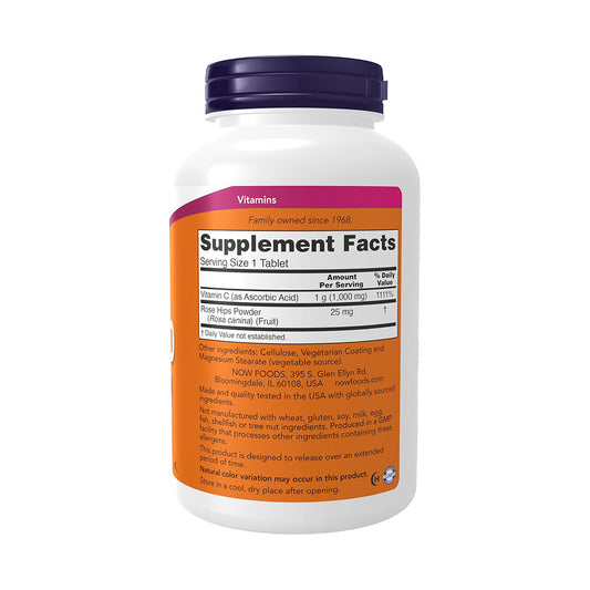 NOW Foods Supplements, Vitamin C-1,000 with Rose Hips, Sustained Release, Antioxidant Protection*, 250 Tablets