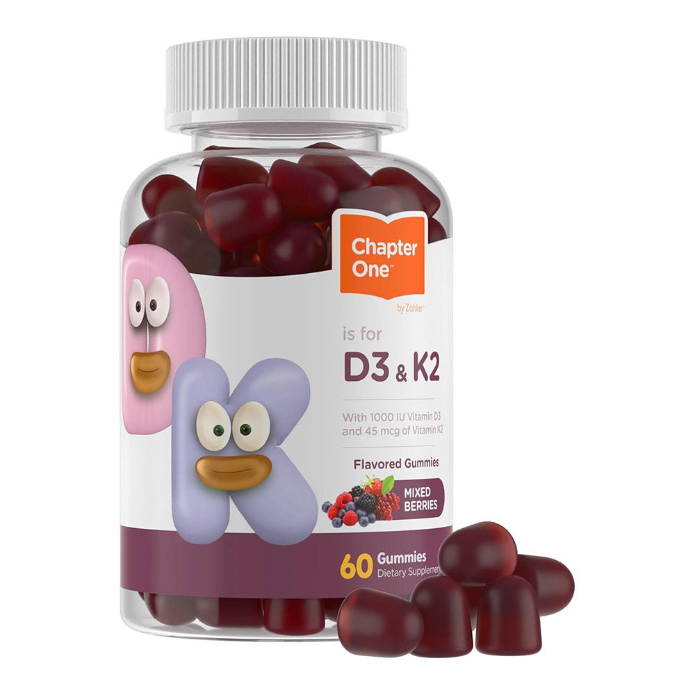 Zahler Chapter One Vitamin D3 K2 Gummies, Contains 1000IU of Vitamin D3 and 45MCG of Vitamin K2 60 Gummies