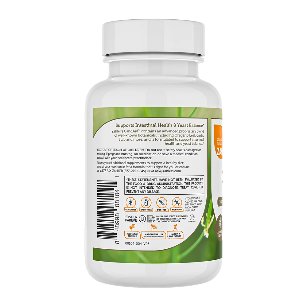 Zahler - CandAid Cleanse Digestive Health Supplement with Probiotics for Women & Men -60 Capsules