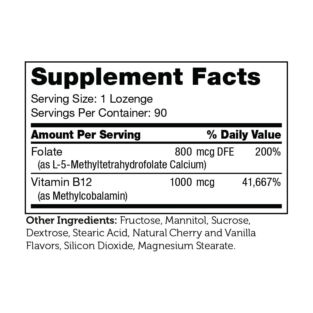 Zahler Energizer - Vitamin Methylated B12 & Folate Supplement with 1360 mcg Folic Acid + 1000 mcg Methyl Vitamin B12 (90 Count)
