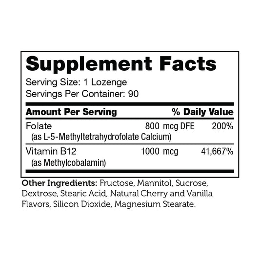 Zahler Energizer - Vitamin Methylated B12 & Folate Supplement with 1360 mcg Folic Acid + 1000 mcg Methyl Vitamin B12 (90 Count)