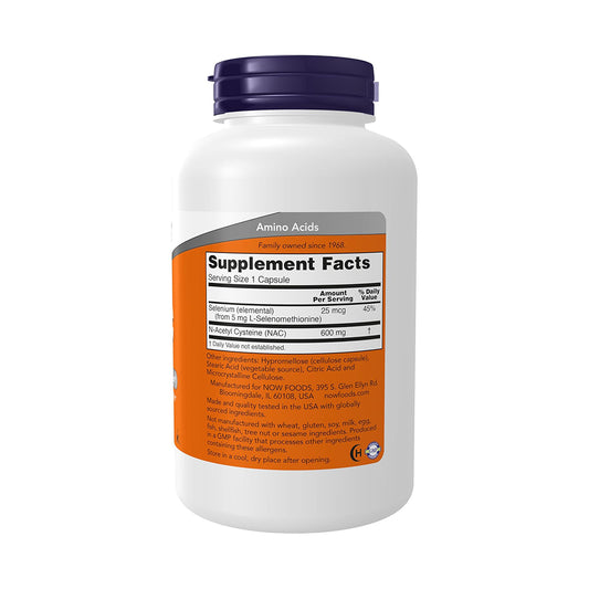 NOW Supplements, NAC (N-Acetyl Cysteine) 600 mg with Selenium, 250 Veg Capsules