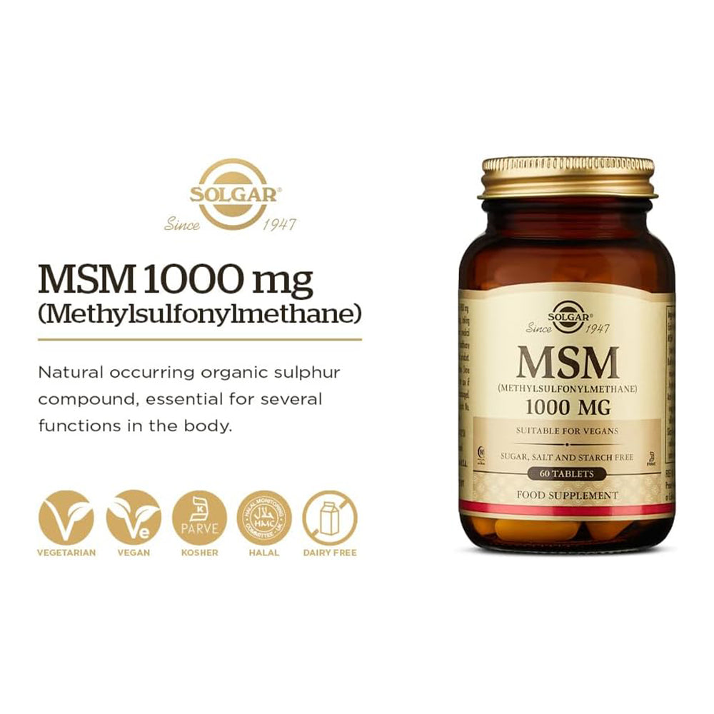Solgar MSM 1000 mg - 120 Tablets - Supports Joints & Connective Tissue