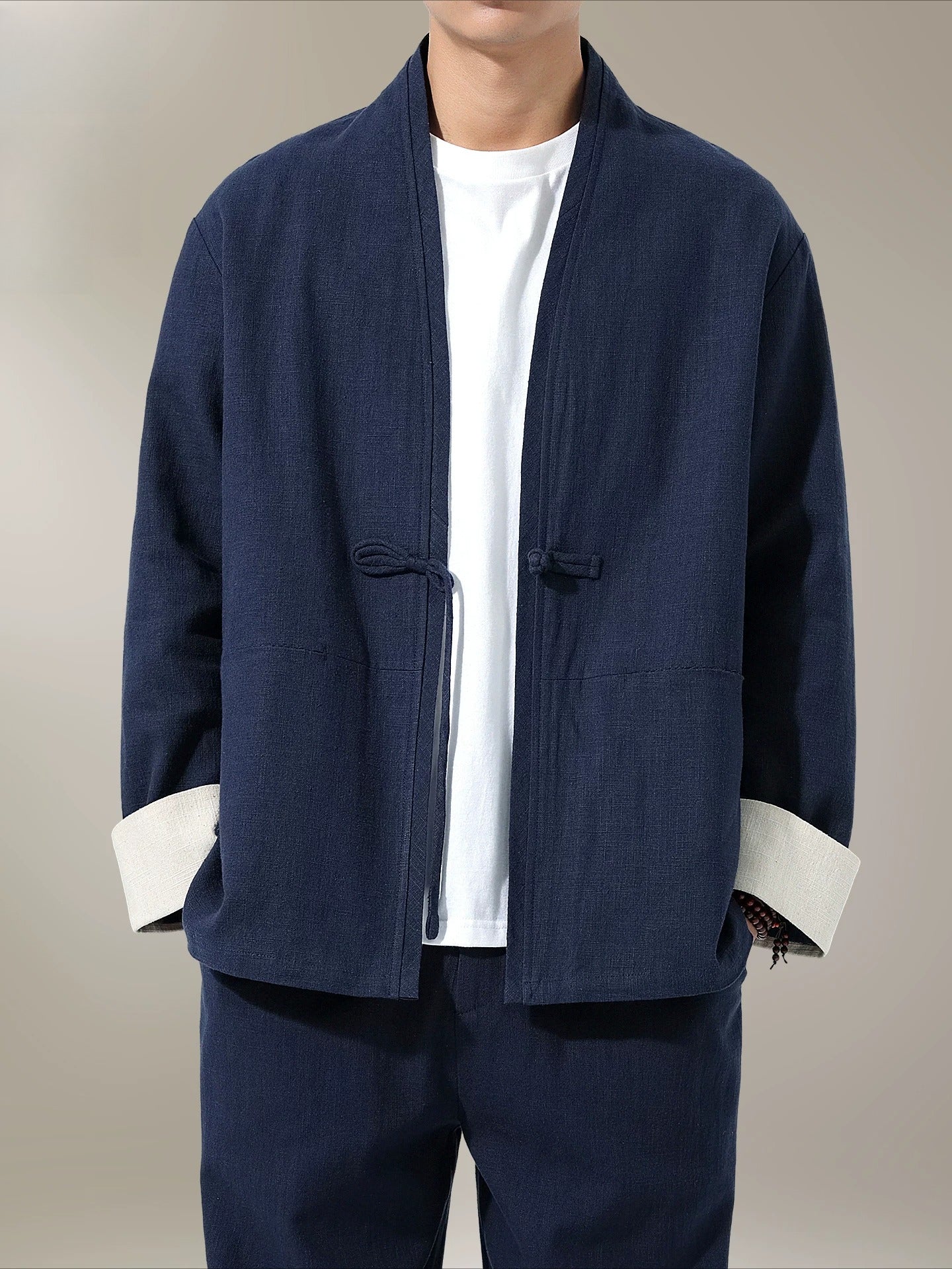Large Size Men's Cotton Linen Kung Fu Uniform – Traditional 2-Piece Tang Suit for Tai Chi, Meditation & Daily Wear