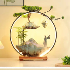 Flowing Water "High Mountain" Bonsai Fountain – Zen Tabletop Water Feature, Feng Shui Prosperity Gift