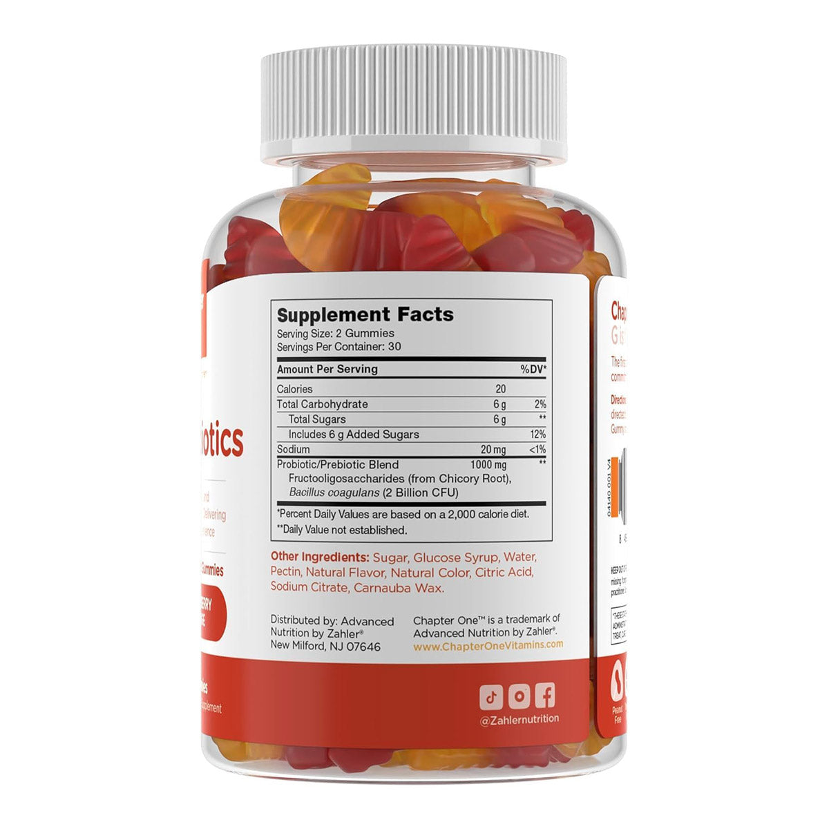 Zahler Chapter One Probiotic Gummies, with a Prebiotic and Probiotic Blend 60 Count.