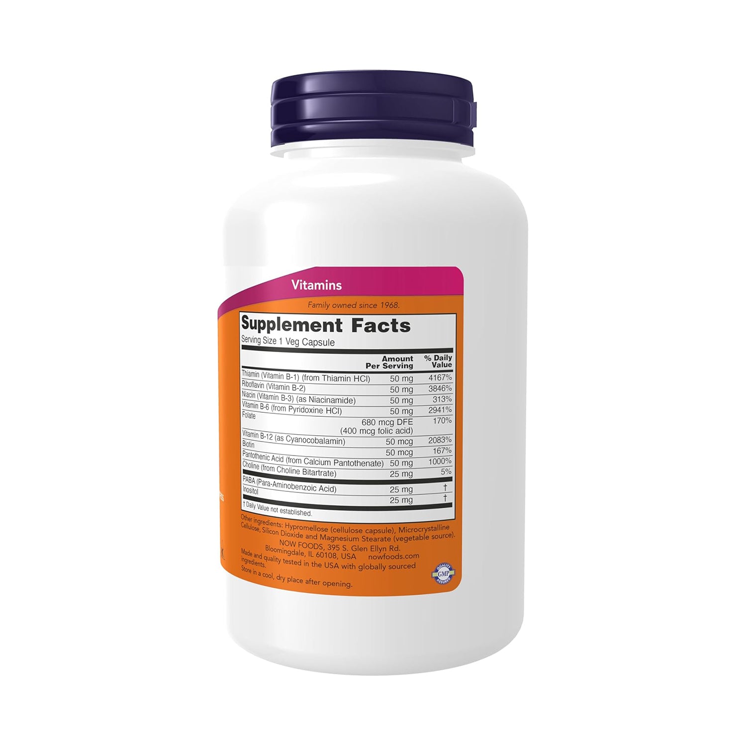 NOW Foods Supplements, Vitamin B-50 mg, Energy Production*, Nervous System Health*, 250 Veg Capsules