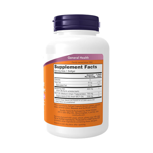 NOW Supplements, Berberine Glucose Support, Combined with MCT Oil for Optimal Berberine Absorption, 90 Softgels