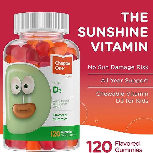 Zahler - Chapter One Vitamin D3 1000 IU Gummies for Kids & Adults (120 Count) - Certified Kosher