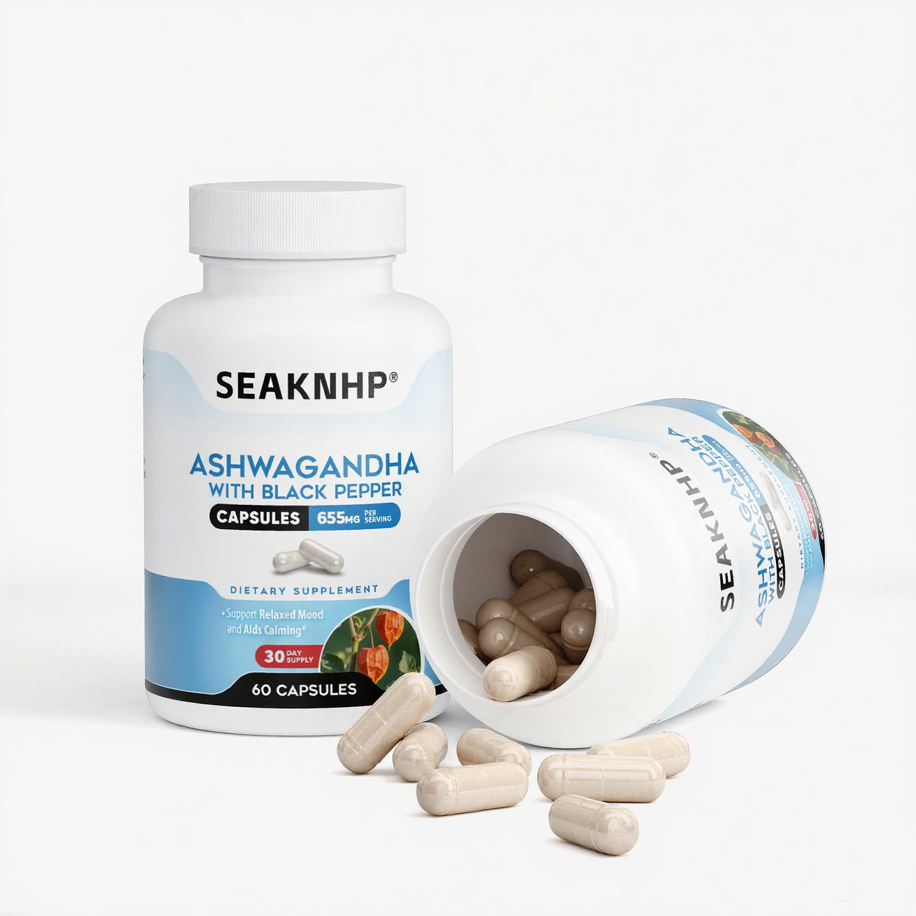 Seaknhp Ashwagandha 1300mg, Sleep Faster , Promotes normal hormone balance 60 capsules