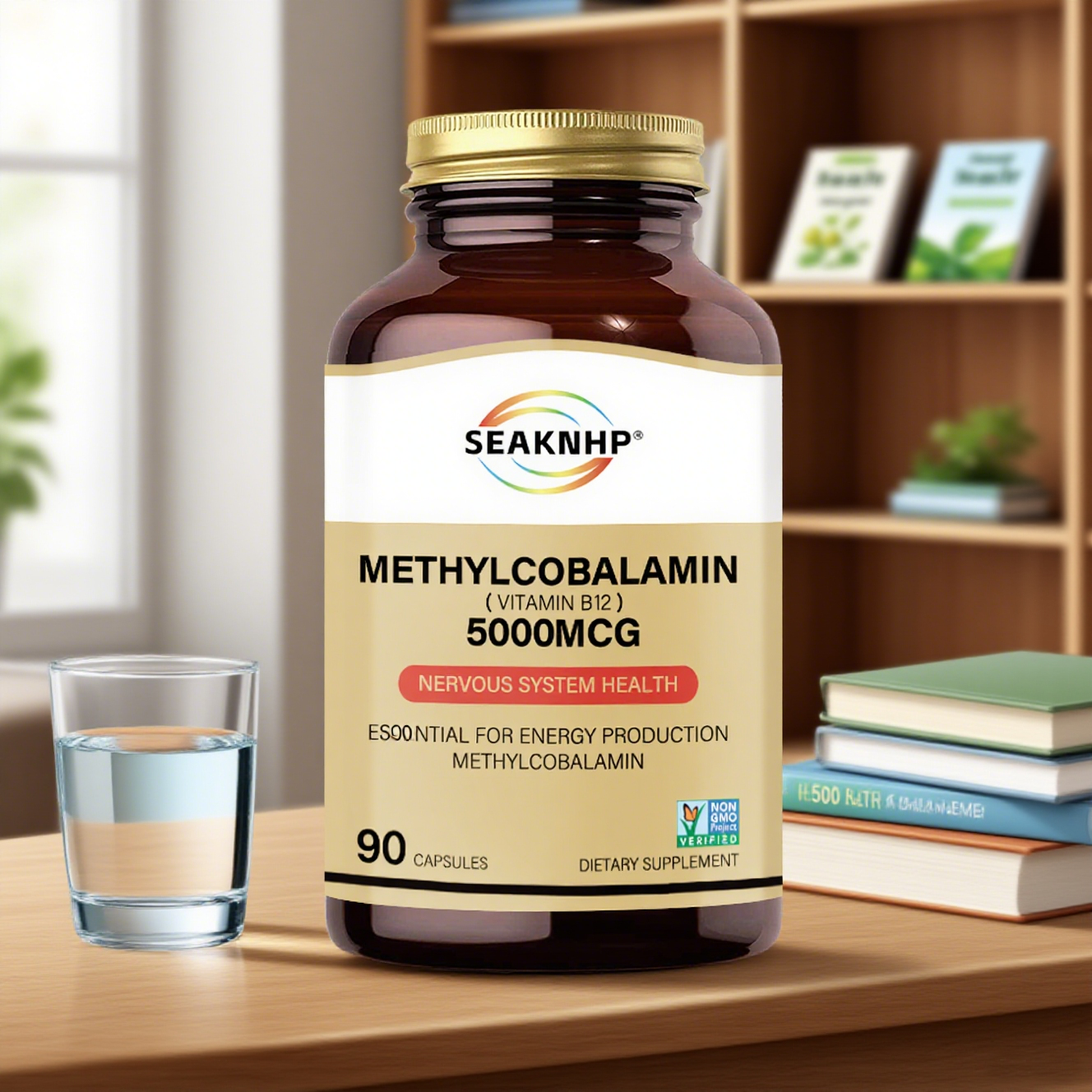 Seaknhp Methylcobalamin B Vitamin 5000mcg B12 with Folic Acid 400mcg 90 capsules