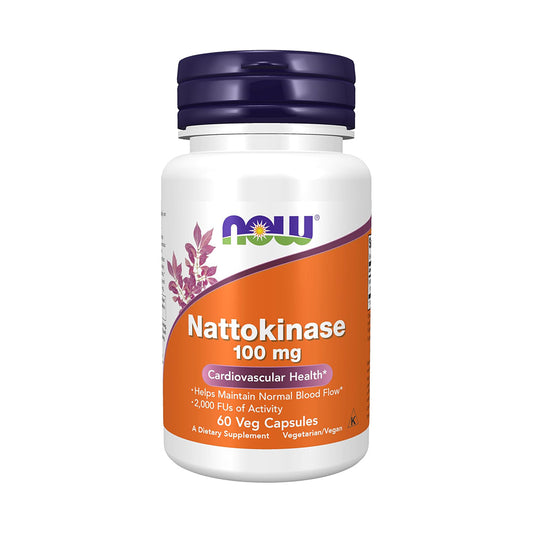 NOW Supplements, Nattokinase 100 mg (from Non-GMO Soy) with 2,000 FUs of Activity, 60 Veg Capsules