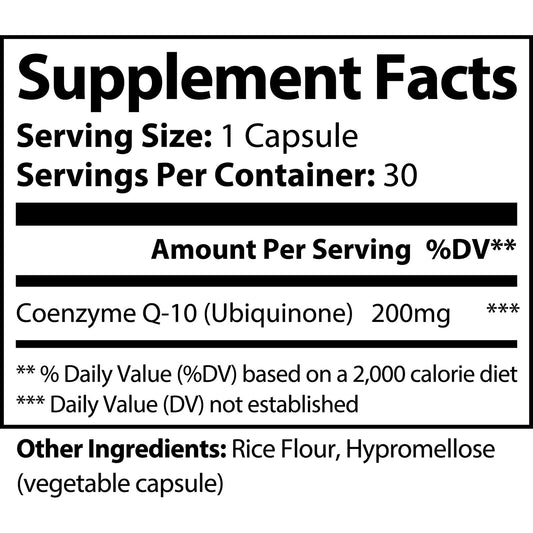 CoQ10 Supplement 30 Capsules – Heart & Muscle Support with Vegan Ubiquinone
