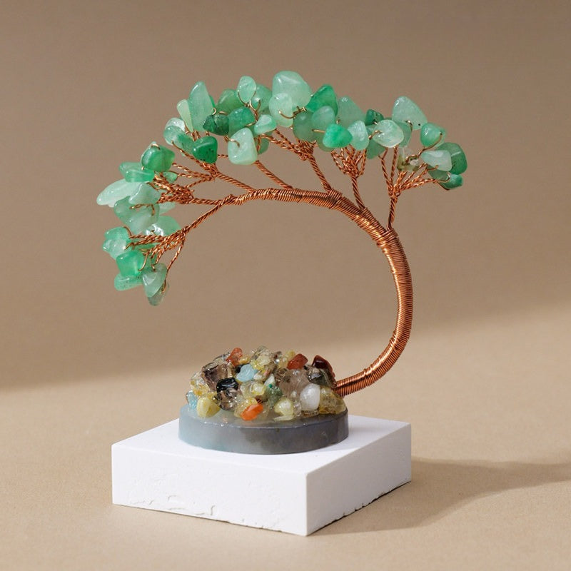Natural Gemstone Money Tree – 6 Colors (Amethyst/Aquamarine/Agate etc.) Feng Shui Desk Ornament Lvdongling