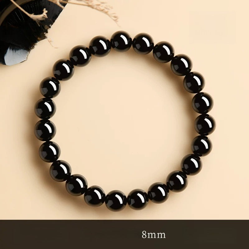 Natural Red Agate & “Ink Jade” Bracelet – Authentic Gemstone Bead Strand for Women Black Agate 8MM