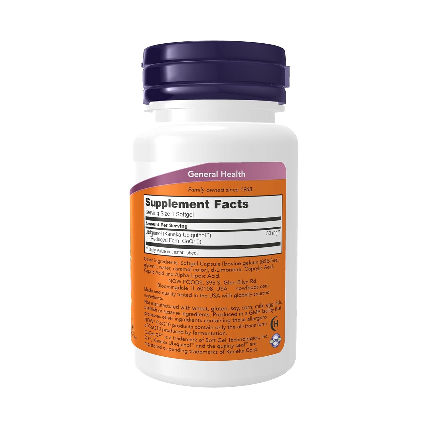 NOW Foods Supplements, Ubiquinol CoQH-CF™ (the Active Form of CoQ10 - 50 mg with Superior Bioavailability), 60 Softgels