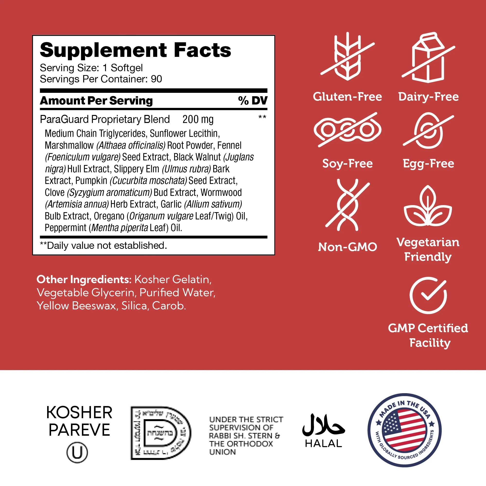 Zahler - ParaGuard Cleanse Softgels - Gut Health Detox Supplement Certified Kosher (90)