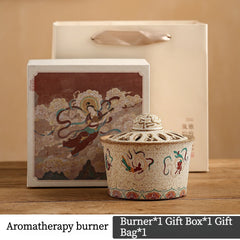 Dunhuang Flying Apsaras Ceramic Incense Burner – Coil & Stick Incense Holder, Tang Court Lady Design, Zen Tea & Home Decor