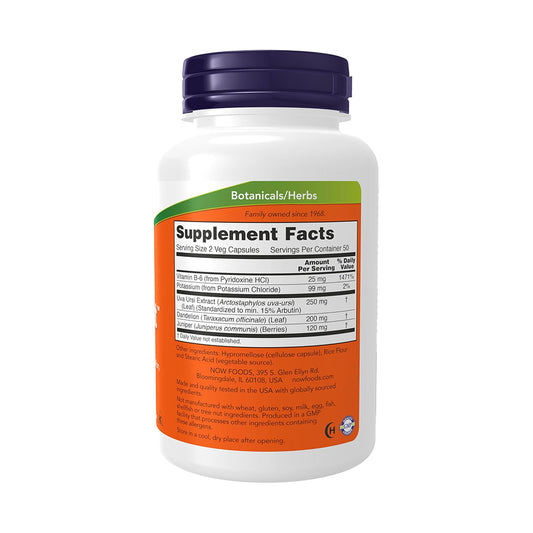 NOW Foods Supplements, Water Out With Standardized Uva Ursi, Dandelion, Potassium and Vitamin B-6, 100 Veg Capsules