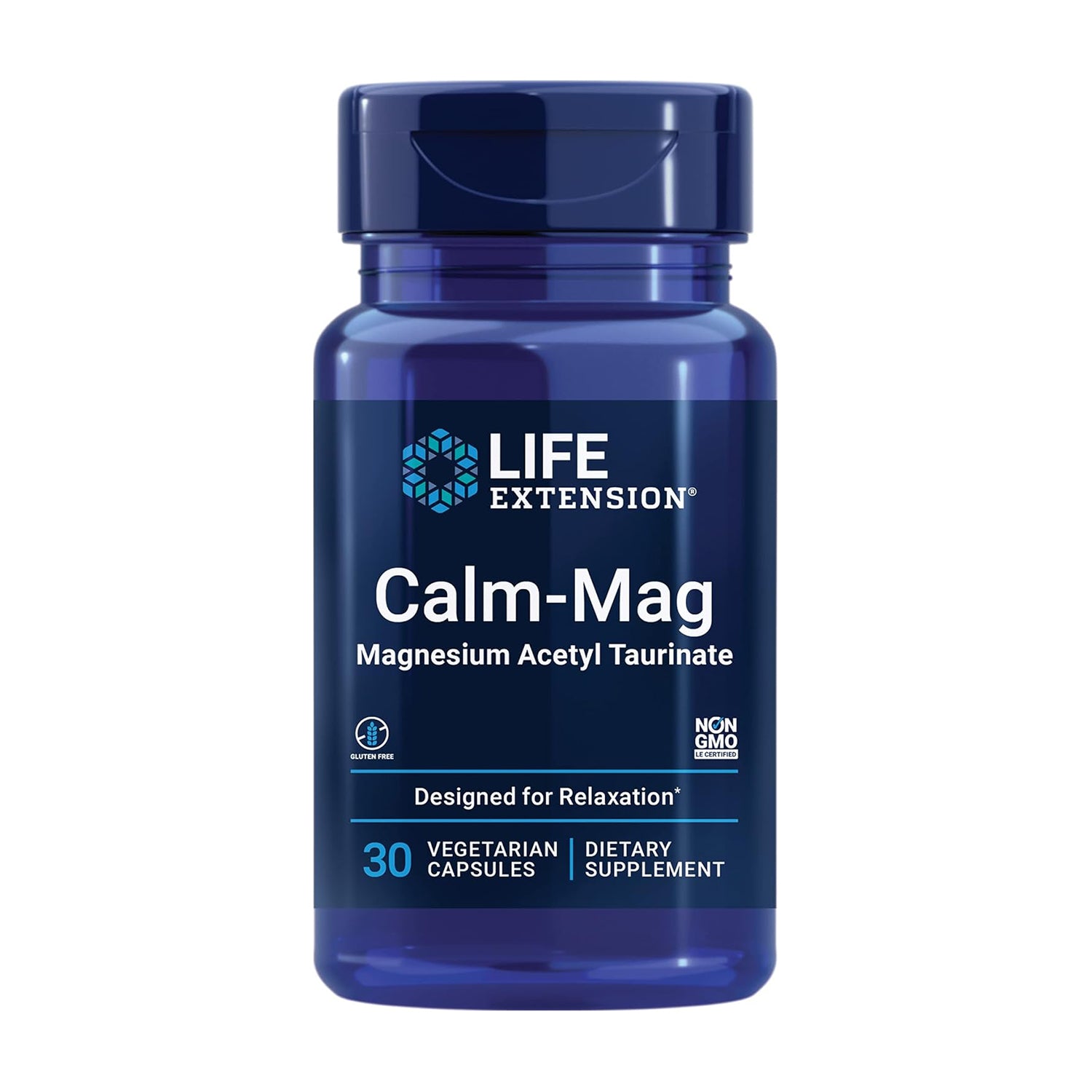 Life Extension Calm-Mag, Magnesium Acetyl taurinate, Daily Stress Management Formula, Supports Calmness and Relaxation 30 Capsules