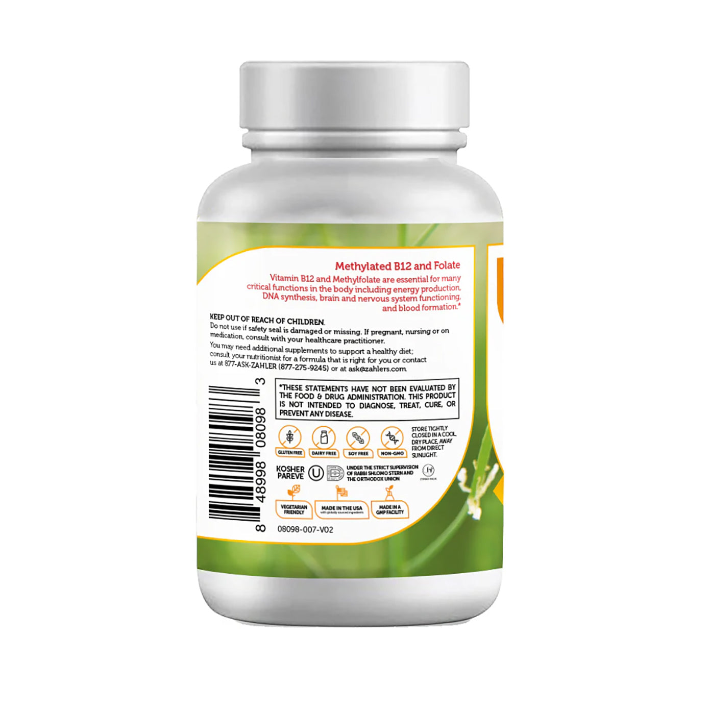 Zahler Energizer - Vitamin Methylated B12 & Folate Supplement with 1360 mcg Folic Acid + 1000 mcg Methyl Vitamin B12 (90 Count)