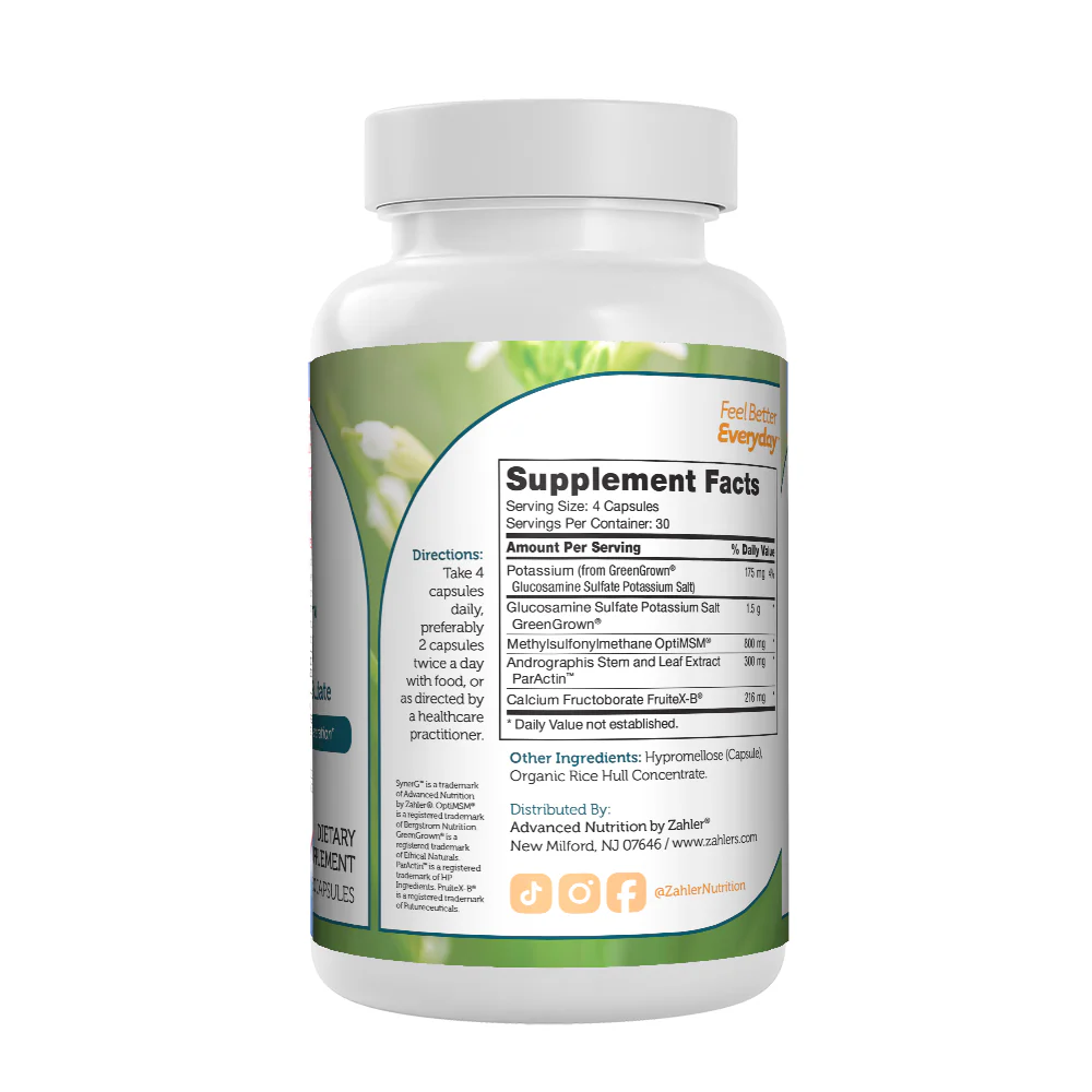 Zahler SynerG (120 capsules) Advanced Glucosamine Formula Support healthy joint cartilage regeneration