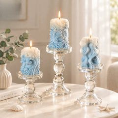 Handmade Bluebell Scented Candles – Blue & White Gradient Sets of 7