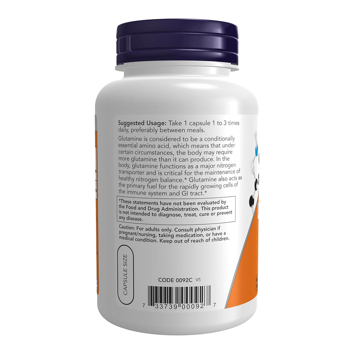 NOW Foods Supplements, L-Glutamine 500 mg, Nitrogen Transporter*, Amino Acid, 120 Veg Capsules