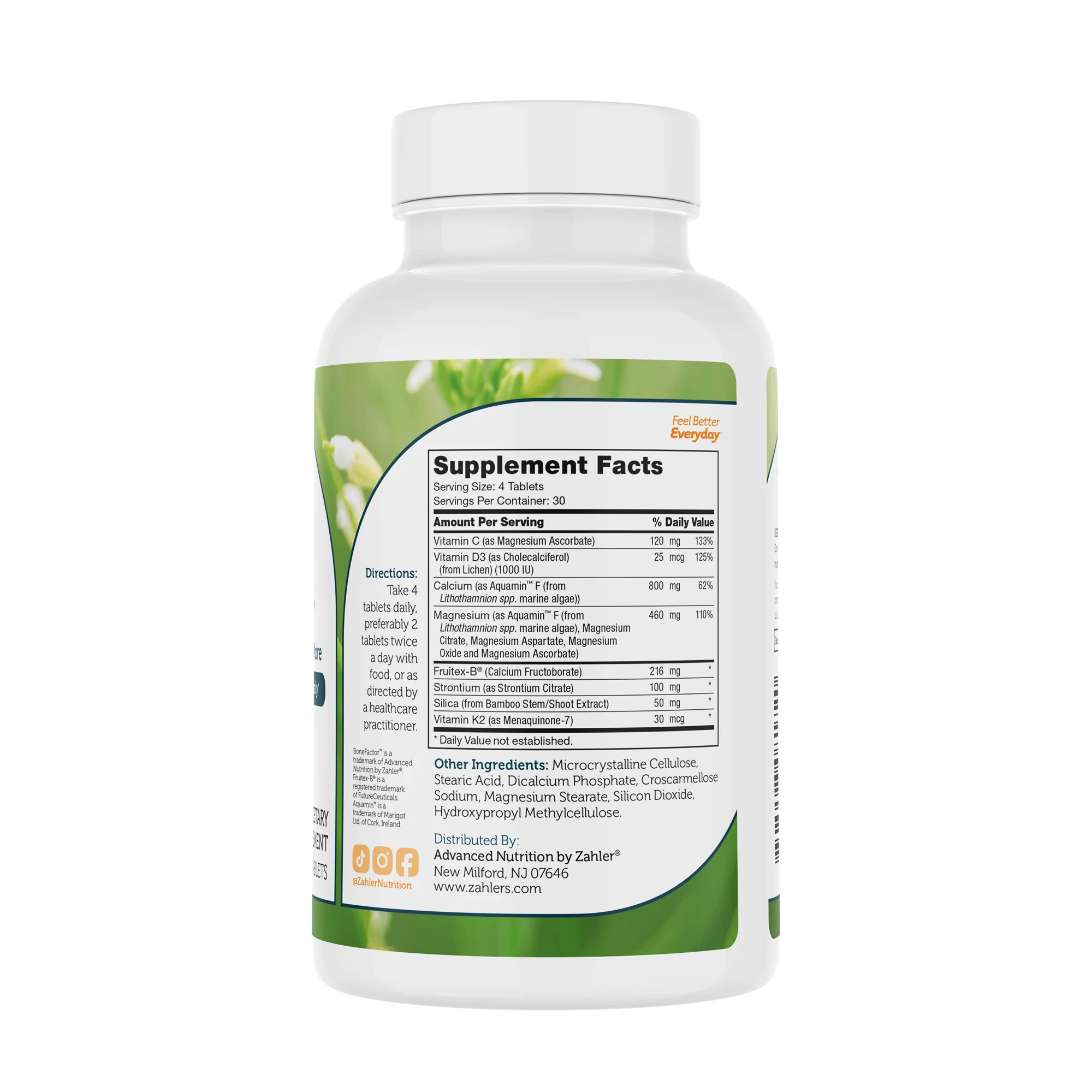 Zahler Bonefactor, Bone Strength Supplement containing Calcium, Vitamin D, Vitamin K and Magnesium, Certified Kosher, 120 Tablets