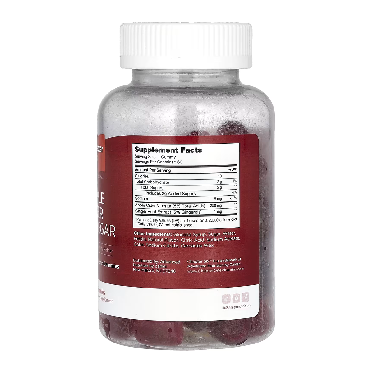 Zahler Chapter Six Apple Cider Vinegar Gummies, Apple, 60 Gummies