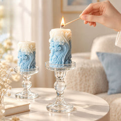 Handmade Bluebell Scented Candles – Blue & White Gradient Sets of 7