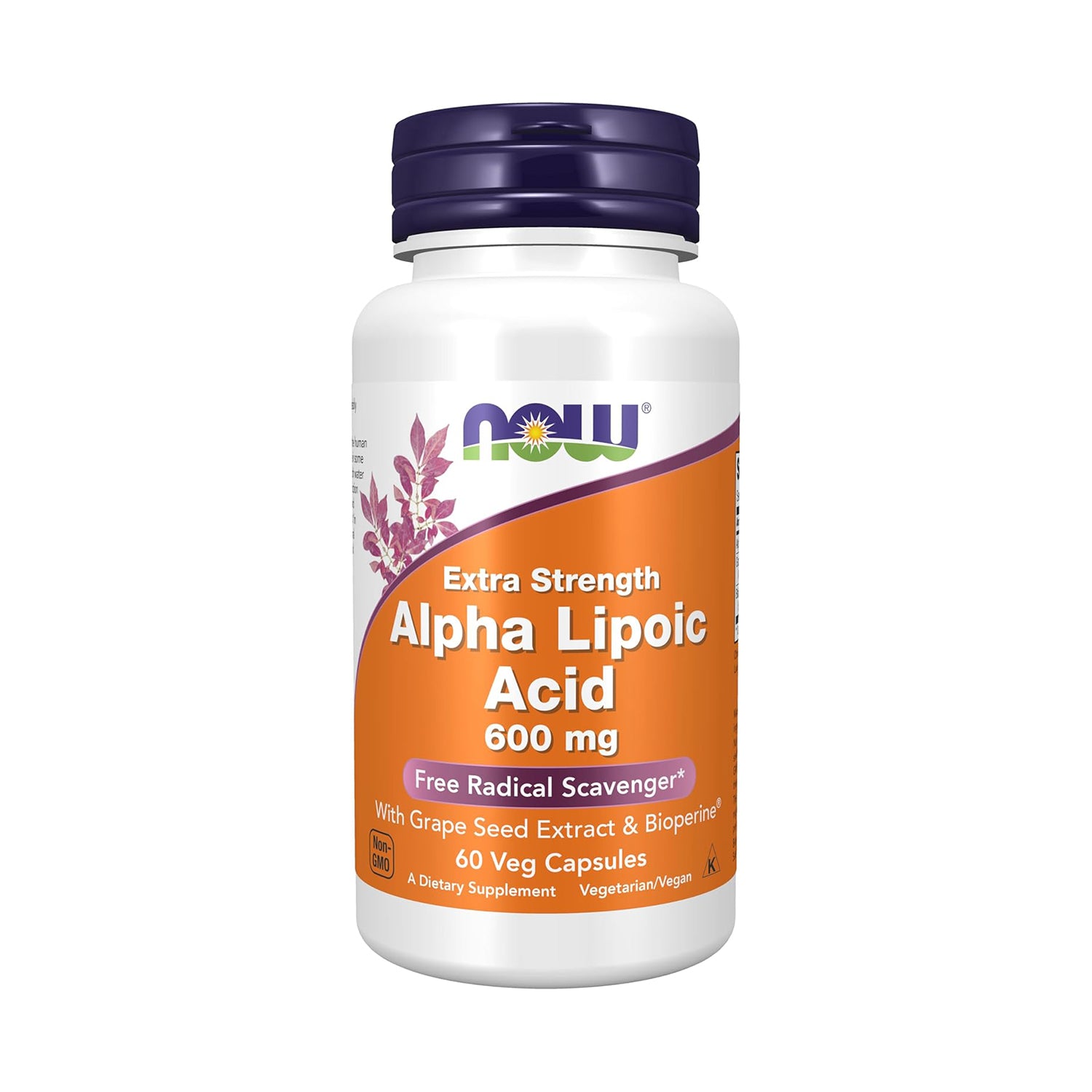 NOW Foods , Alpha Lipoic Acid 600 mg with Grape Seed Extract & Bioperine®, Extra Strength, 60 Count