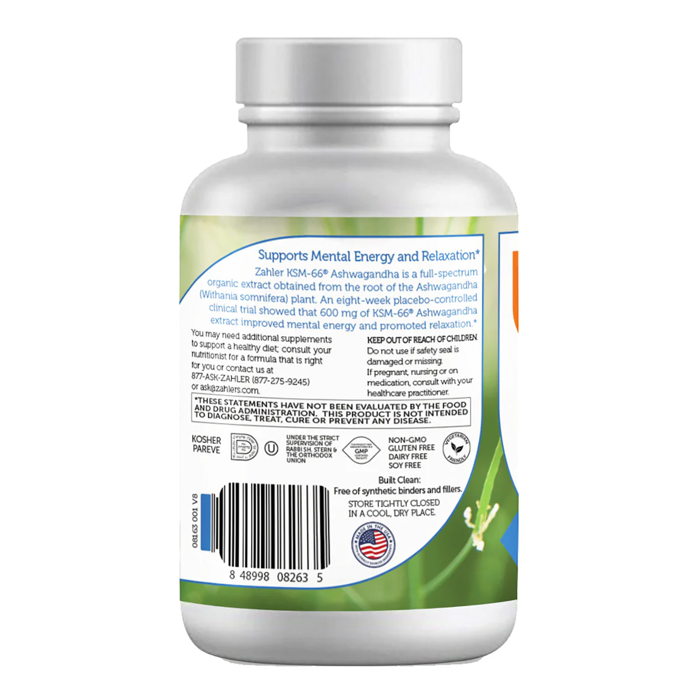 Zahler, Ashwagandha 600, Clinically Validated Dose, Supports Mental Energy & Relaxation, 60 Capsules (300 mg per Capsule)