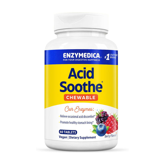 Enzymedica Acid Soothe® Chewable, Berry, 60 Tablets Helping to Strengthen the Stomach Lining