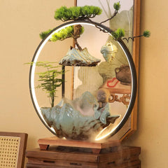 Flowing Water "High Mountain" Bonsai Fountain – Zen Tabletop Water Feature, Feng Shui Prosperity Gift