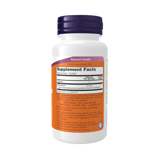 NOW Foods Supplements, Astaxanthin 10mg, Extra Strength,60 Softgels