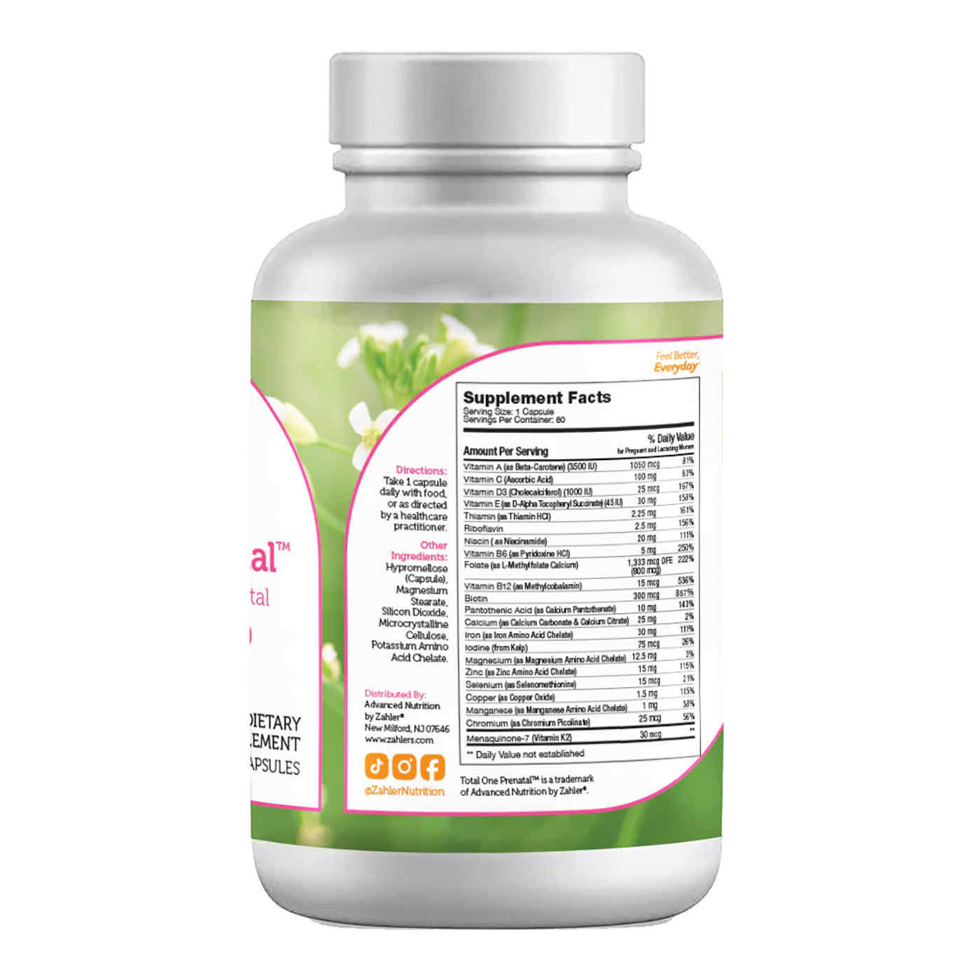 Zahler - Total One Prenatal Vitamins for Women (60 Count) Daily Multi Vitamin