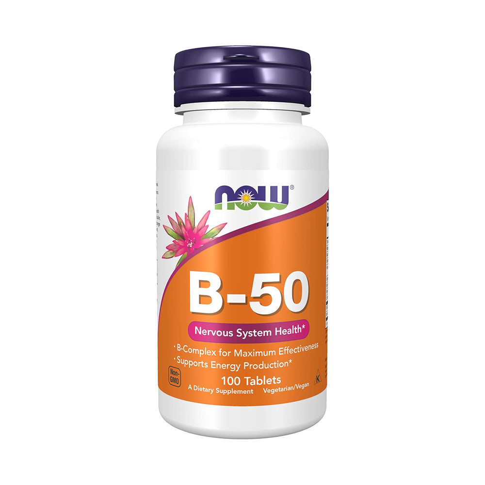 NOW Foods Supplements, Vitamin B-50 mg, Energy Production*, Nervous System Health*, 100 Tablets