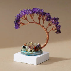 Natural Gemstone Money Tree – 6 Colors (Amethyst/Aquamarine/Agate etc.) Feng Shui Desk Ornament Amethyst