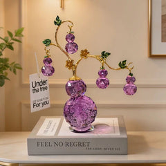 Purple K9 Crystal Gourd Ornament – "Five Blessings" Feng Shui Decor for Living Room, Entryway & Office