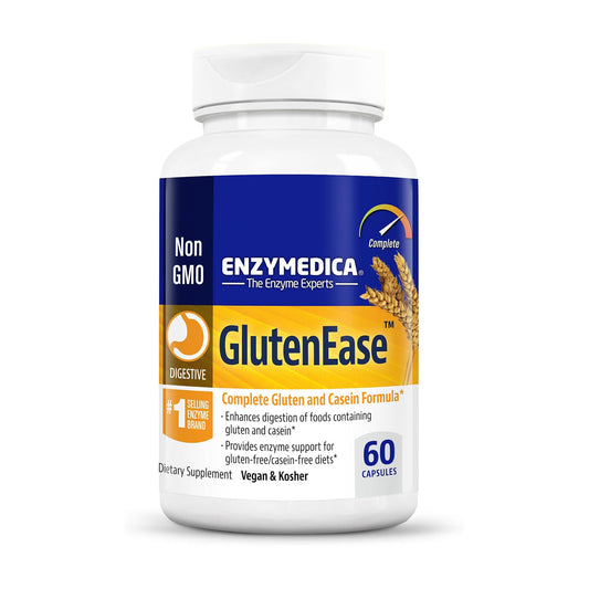 Enzymedica GlutenEase, Digestive Enzymes for Food Intolerance, Offers Fast Acting Gas & Bloating Relief, 60 Count