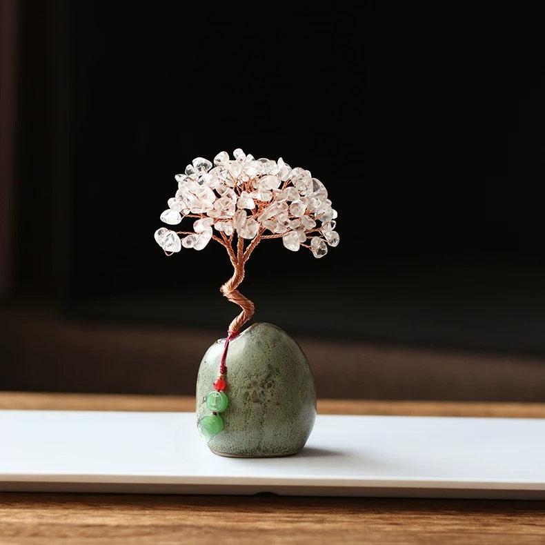 Natural Citrine Money Tree – Crystal Bonsai for Desk, Office & Tea Table White Crystal