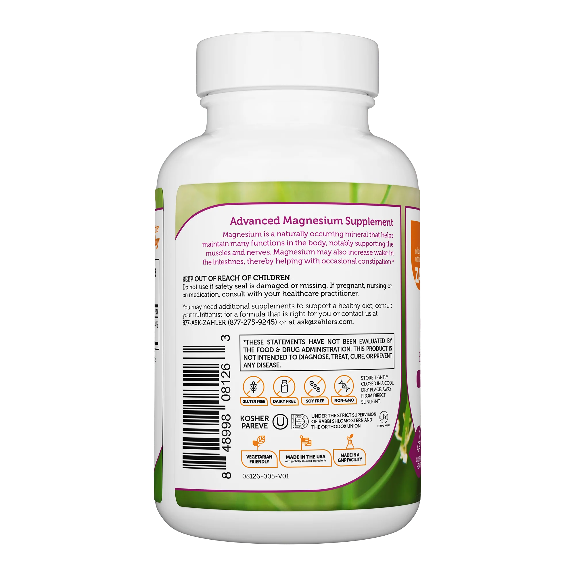 Zahler, Magnesium, Bioactive Magnesium Citrate, 200 mg, 120 Capsules