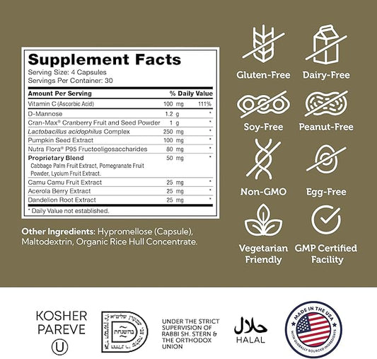 Zahler Revolution - Complete Womens Urinary Tract Health Formula with Probiotics - UTI Pills - 1200mg D-Mannose and Cranberry Supplement -(120 Capsules)